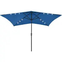 vidaXL Parasol avec LED et mât en acier bleu azur 2x3 m