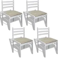 vidaXL Chaises de salle àmanger 4 pcs. Blanc hévéa massif et velours