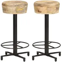 vidaXL Tabouret de bar 2 pcs. 66 cm Bois massif de manguier