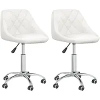 vidaXL Chaise de salle à manger 2 pcs. Pivotantes Blanc Similicuir