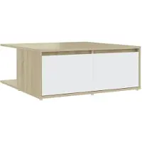 vidaXL Table basse blanche et chêne Sonoma 80x80x31 cm Bois composite