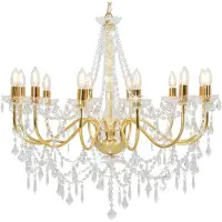 vidaXL Lustre avec perles Doré 12 ampoules E14