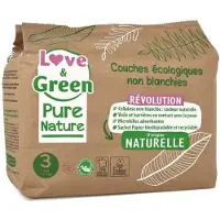 Love & Green Love&Green Pure Nature - Couches écologiques non blanchies - Taille 3 - 4 - 9 kg - 42 couches