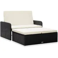 vidaXL Ensemble salon de jardin 2 pièces avec coussins Poly rotin noir