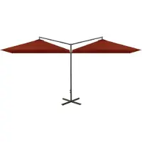 vidaXL Parasol double avec mât en acier 600x300 cm Terracota