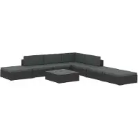 vidaXL 8-tlg. Set de salon de jardin avec auflagen Poly Rattan Schwarz