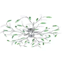 vidaXL Plafonnier avec feuilles en verre acrylique pour 5 ampoules E14 Vert