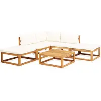 vidaXL Ensemble de salon de jardin 6 pièces avec coussins en bois massif d'acacia