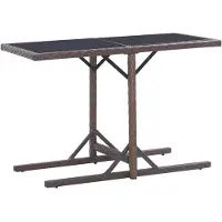 vidaXL Table de jardin Marron 110x53x72 cm Verre et résine tressée