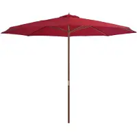 vidaXL Parasol avec mât en bois 350 cm rouge bourgogne