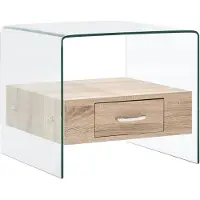 vidaXL Table basse avec tiroir 50x50x45 cm verre trempé