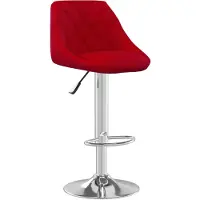 vidaXL Tabouret de bar "Aschbach" en velours (100 % polyester), acier chromé rouge vin. Dimensions (L/H/P) 46x103x44 cm