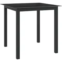vidaXL Table de jardin noire 80x80x74 cm aluminium et verre
