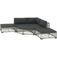 vidaXL Ensemble salon de jardin 6 pièces avec coussins Poly rotin gris