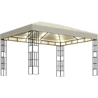 vidaXL Pavillon avec guirlande lumineuse LED 3x4 m blanc crème