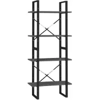vidaXL Bibliothèque à 4 niveaux Gris 60x30x140 cm Bois de pin massif