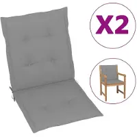 vidaXL Coussins de chaise de jardin à dossier bas lot de 2 gris