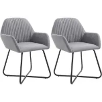 vidaXL Chaise de salle à manger 2 pcs. Tissu gris clair