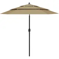 vidaXL Parasol avec mât en aluminium 3 couches Taupe 2,5 m