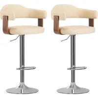 vidaXL Tabouret de bar 2 pcs. Crème bois courbé et similicuir