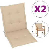 vidaXL Coussin pour chaise de jardin à dossier bas 2 pcs. Beige 100x50x3 cm