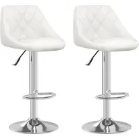 vidaXL Tabouret de bar 2 pcs. Blanc Similicuir