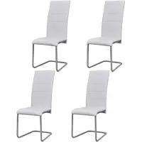 vidaXL Chaise cantilever 4 pcs. Blanc Similicuir