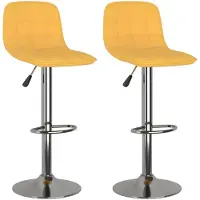 vidaXL Tabouret de bar 2 pcs. Tissu jaune