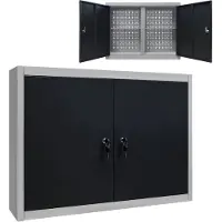 vidaXL Armoire à outils murale Style Industriel Métal Gris et noir