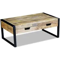 vidaXL Table basse avec 2 tiroirs en bois massif de mangue 100x60x40 cm