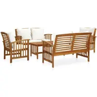 vidaXL Ensemble de salon de jardin 5 pièces avec coussins en bois massif d'acacia