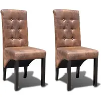 vidaXL Chaise de salle à manger 2 pcs. Marron similicuir