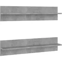 vidaXL Étagères murales 2pcs Gris béton 80x11,5x18cm bois d'ingénierie