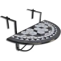 vidaXL Table de suspension pour balcon Mosaïque noire et blanche