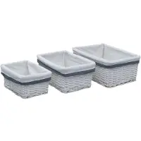 vidaXL Ensemble de paniers gigognes 3 pcs Blanc Saule