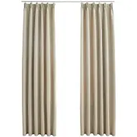 vidaXL Rideaux occultants avec crochets 2 pcs Beige 140x225 cm