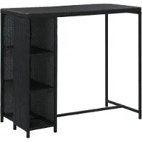 vidaXL Table de bar avec étagère noire 120x60x110 cm Poly rotin