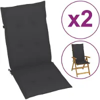 vidaXL Coussins de chaise de jardin à dossier haut lot de 2 anthracite