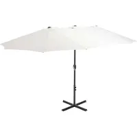 vidaXL Parasol avec mât en aluminium 460x270 cm blanc sable