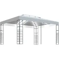 vidaXL Pavillon avec guirlande lumineuse LED 4x3x2,7 m Blanc