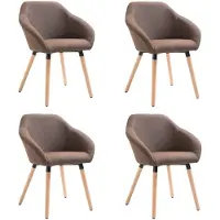vidaXL Chaise de salle à manger 4 pcs. Marron Tissu