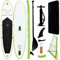 vidaXL SUP-Board gonflable avec voile Set vert et blanc