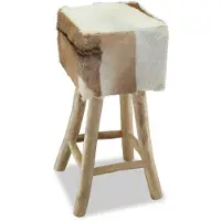 vidaXL Tabouret de bar cuir véritable et teck massif