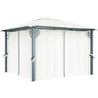 vidaXL Pavillon avec rideaux 300 x 300 cm Crème Aluminium