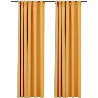 vidaXL Rideaux occultants aspect lin et crochets 2 pcs Jaune 140x245cm