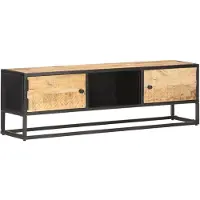 vidaXL Armoire TV avec porte sculptée 130x30x40 cm Bois de manguier rugueux