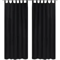 vidaXL 2 pcs Rideau à Passant Micro Satin Noir 140 x 225 cm
