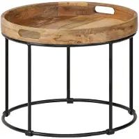 vidaXL Table basse en bois massif de manguier et acier 50x40 cm