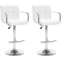vidaXL Tabouret de bar 2 pcs. Blanc Similicuir