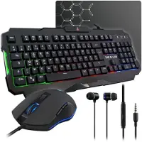 The G-Lab Combo Helium, Cable, USB, Membrane Switch, AZERTY, RGB LED, Black